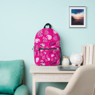 rosa Meeresmuscheln Strand Ozean Bedruckter Rucksack