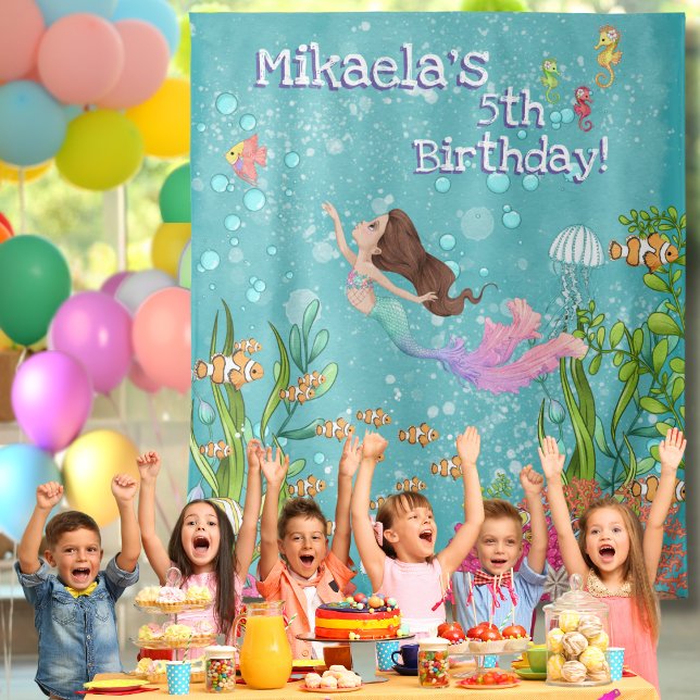 Rosa Meerjungfrau Brünett unter der Mauer Wandteppich (Von Creator hochgeladen)