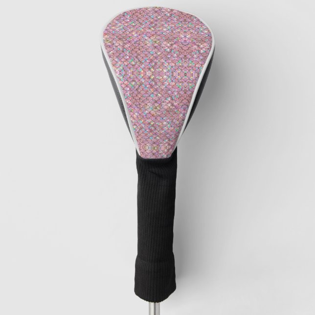 Rosa Meerjungfrau Fischskala Holographische Elegan Golf Headcover (Vorderseite)