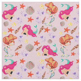 Rosa Meerjungfrau Haare Unterwasser Muscheln Starf Stoff