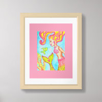 Rosa Meerjungfrau - Kunst drucken