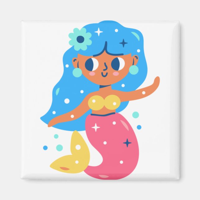 Rosa Meerjungfrau Magnet (Vorne)