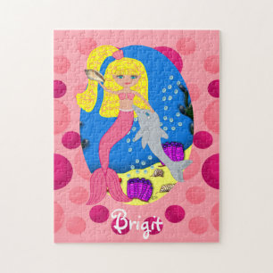 Rosa Meerjungfrau mit Dolphin Puzzle