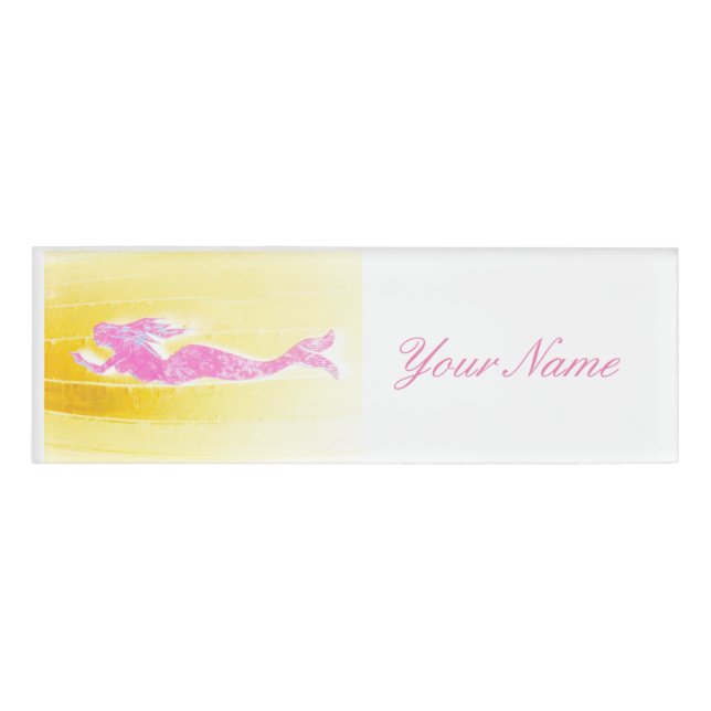 Rosa Meerjungfrau Namenschild (Vorderseite)