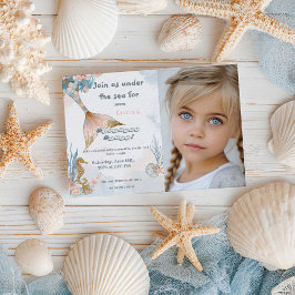 Rosa Meerjungfrau Schwanz Geburtstag Einladung