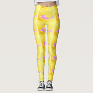 Rosa Meerschweinchen, die gelb schweben Leggings