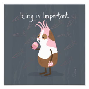 Rosa Meerschweinchen mit Kuchen-Kunst-Foto-Druck Fotodruck