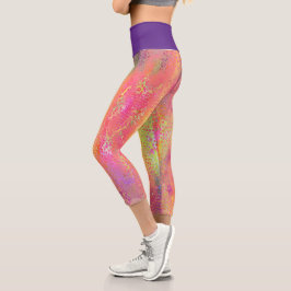 Rosa Mehrfarbige Python Schlange Druckfrauen Capri Leggings