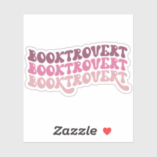 Rosa mehrfarbiges Retro Booktrovert Vinyl Sticker