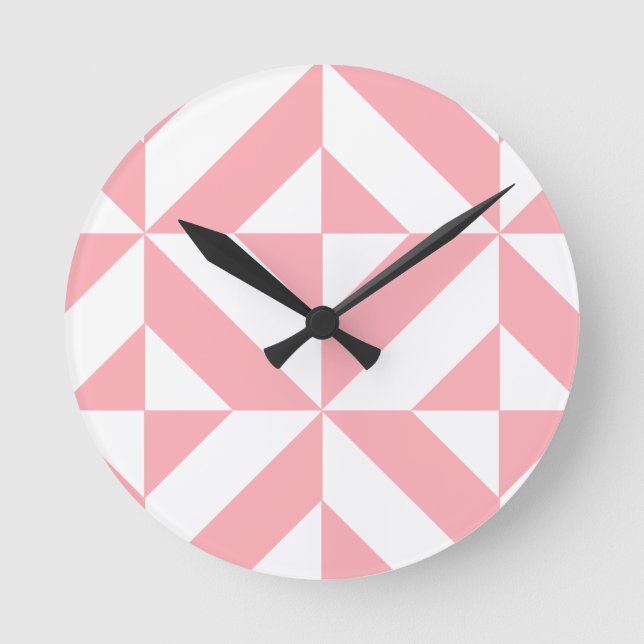 Rosa Melone-geometrisches Deko-Würfel-Muster Runde Wanduhr (Vorderseite)