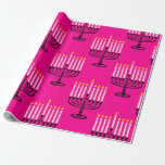 Rosa menorah hanukkah purim jüdischen Druck Geschenkpapier<br><div class="desc">"hot pink menorah hanukkah ", "pink hanukkah", "pink menorah", "hanukkah menorah", menorah, "glückliche hanukkah", kanukah, hannukah, Hanukkah, "jüdische Feiertage"</div>