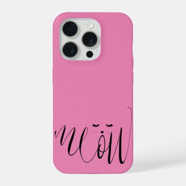 Rosa Meow Cat iPhone Hülle (Rückseite)