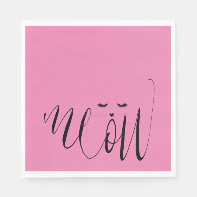 Rosa Meow Cat Serviette (Vorderseite)