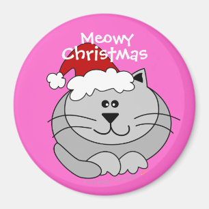 Rosa Meowy Weihnachtsniedlicher fetter Magnet