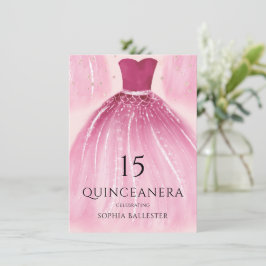Rosa Mermaid Dress 15. Quinceanera Party Einladung