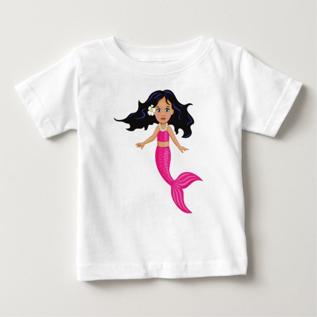 Rosa-Mermaid-Girl Baby T-shirt (Vorderseite)