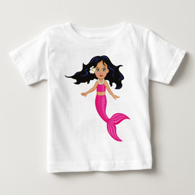 Rosa-Mermaid-Girl Baby T-shirt (Vorderseite)
