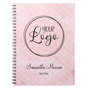 Rosa Mermaid Glam Business Logo Meeting Notizblock