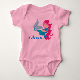 Rosa Mermaid Niedlich Personalisiert Baby Strampler