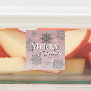 Rosa Merue und Helle Schneeflocke Weihnachtsgebäck Etiketten