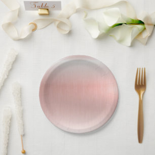Rosa Metallische Hochzeits-Baby-Party Pappteller