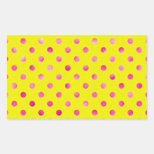 Rosa Metallische Imitat Foil Polka Dots Background Rechteckiger Aufkleber