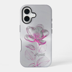 Rosa Metallische Rose Silver Name iPhone 16 Hülle