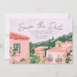 Rosa mexikanische Stadt Zielort Hochzeit Save The Date