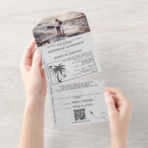 Rosa mexikanischer Reisepass Hochzeit All In One Einladung