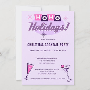Rosa Midcentury-Modern-Weihnachts-Cocktailparty Einladung