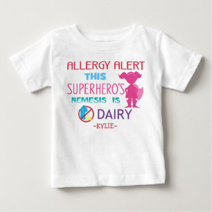 Rosa Milch-Allergie-Alarm Superheldinnen Mädchen Baby T-shirt