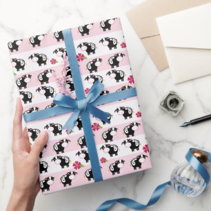 Rosa Milchkuh Bauernhof Thema Geschenkpapier