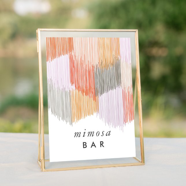 Rosa Mimosa Bar Fringe Bachelorette Tafelschild (Pink modern fringe bachelorette party mimosa bar table sign.)
