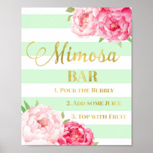 Rosa Mimosa Bar signieren Goldminze Streifen Poster