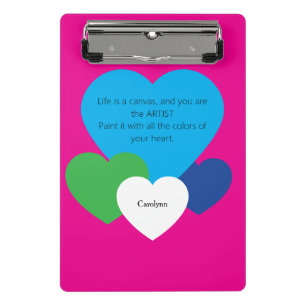 Rosa Mini-Clipboard mit Herzen Mini Klemmbrett