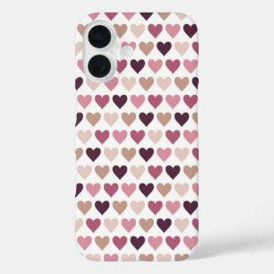 Rosa Mini-Herzen und Pflaumen-Romantik-Motiv iPhone 16 Hülle