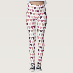 Rosa Mini-Herzen und Pflaumen-Romantik-Motiv Leggings