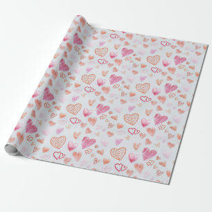 Rosa Mini-Liebesherz-Verpackungspapier Geschenkpapier