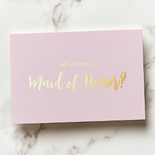 Rosa Minimal Goldfolie Brautjungfer Antrag Karte