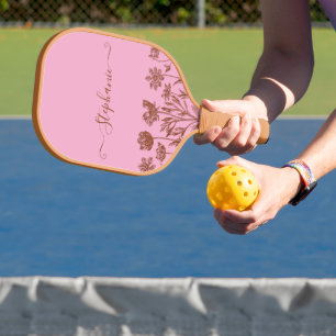 Rosa minimalist Wilde Blume Name Hübsche Blumen Pickleball Schläger