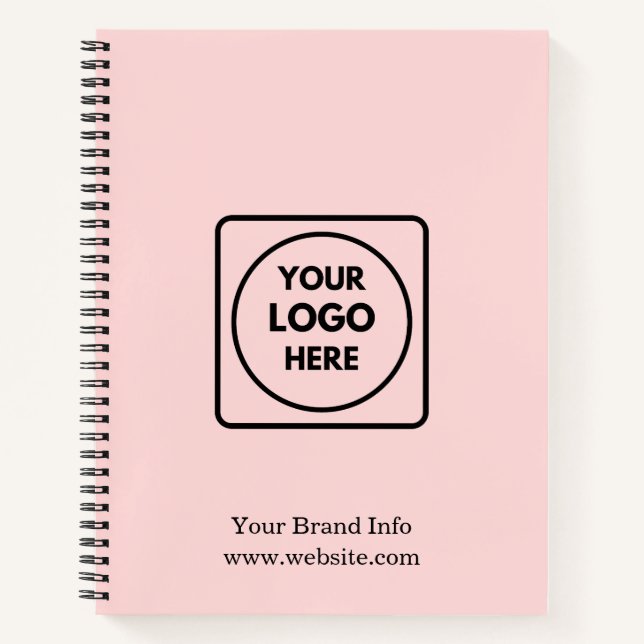 Rosa Minimalistisch | Benutzerdefiniertes Firmenlo Notizbuch (Vorderseite)