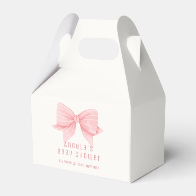 Rosa Minimalistisch Bow Krawatte Babydusche Geschenkschachtel (Vorderseite)