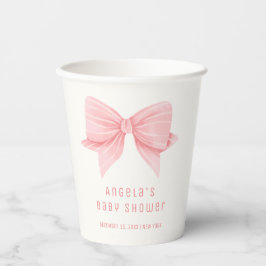 Rosa Minimalistisch Bow Krawatte Babydusche Pappbecher