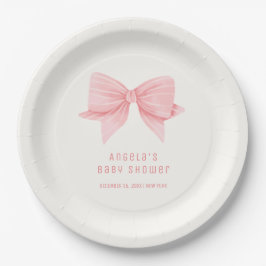 Rosa Minimalistisch Bow Krawatte Babydusche Pappteller
