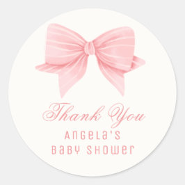 Rosa Minimalistisch Bow Krawatte Babydusche Runder Aufkleber