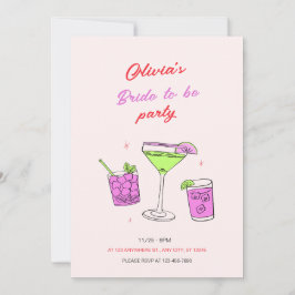 Rosa Minimalistische Brautparty Braut zu Party Einladung