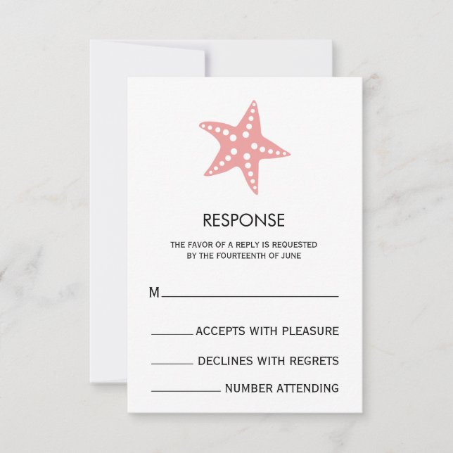 Rosa Minimalistische Hochzeitkarte RSVP Karte (Vorderseite)