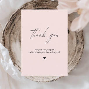 Rosa Minimalistische Hochzeits-Dankeskarten Dankeskarte
