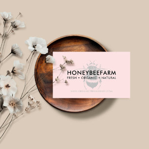 Rosa minimalistische Hummel und Honig Bienenstand Visitenkarte
