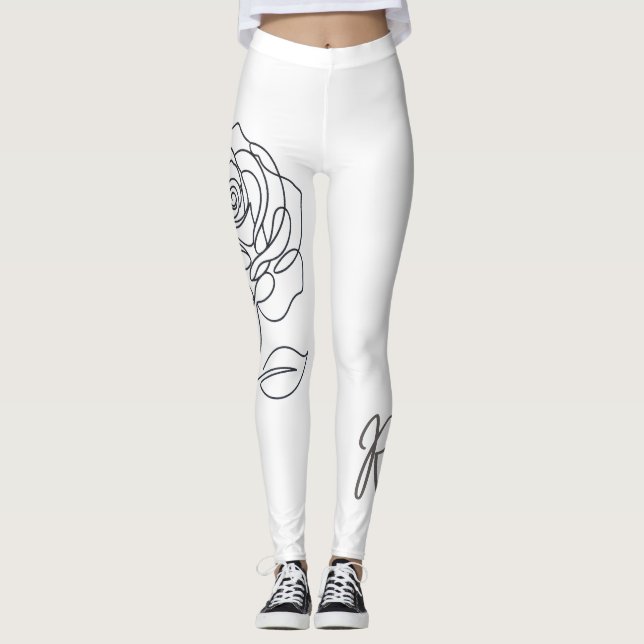 Rosa Minimalistische Linien Kunst Leggings (Vorderseite)